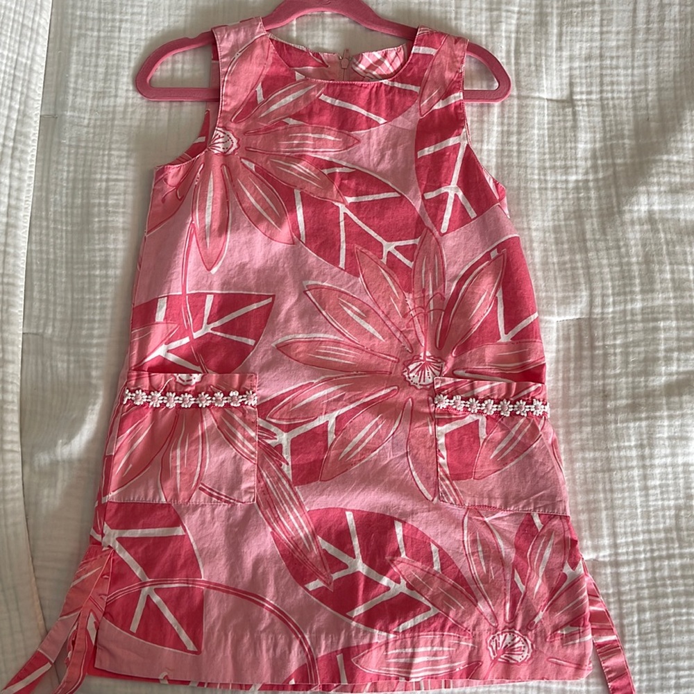 Lilly Pulitzer sleeveless pink floral print girls dress